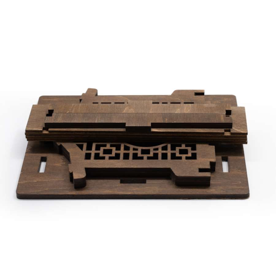 a wooden azia style bird feeder
