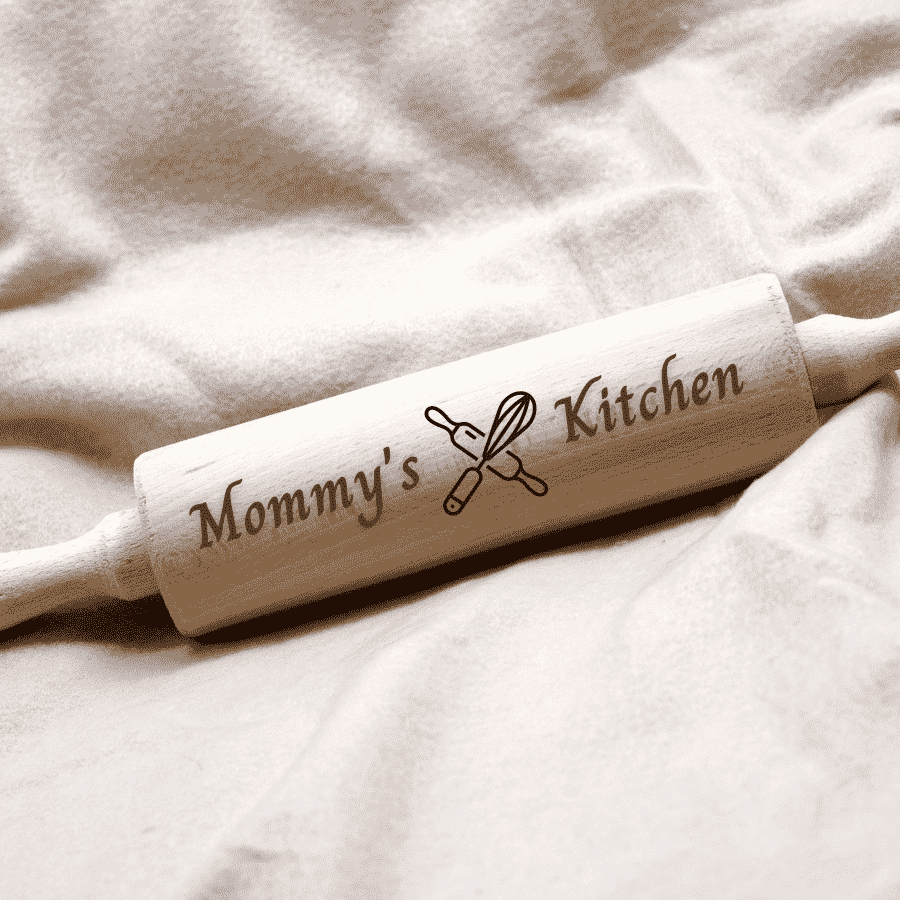 a personalized wooden dow roller