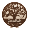 a wooden grandkinds tree with engraved names