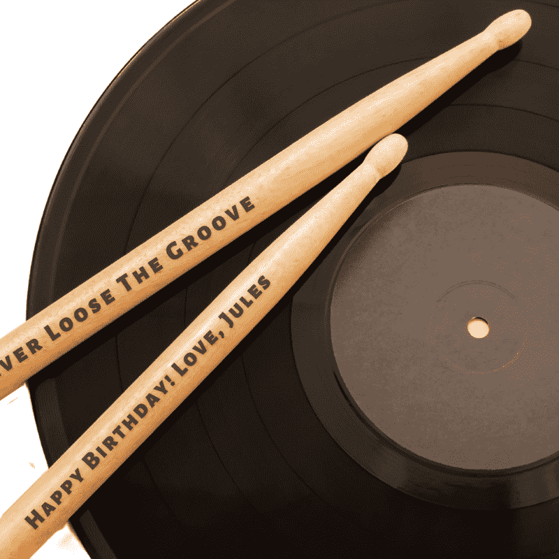 wooden engraved drumsticks