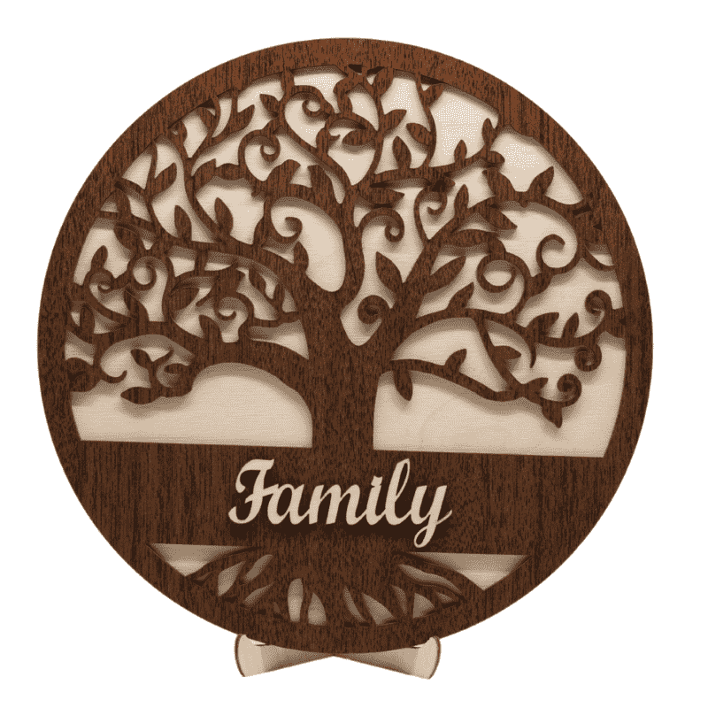 a wooden family tree