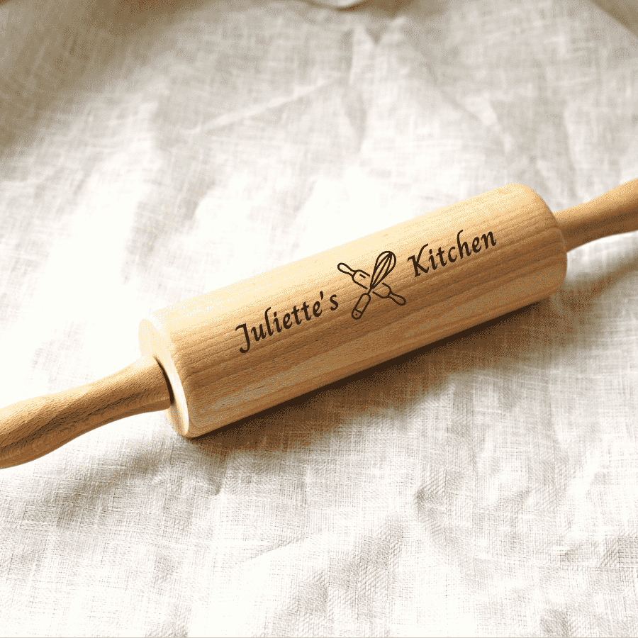 a personalized wooden dow roller