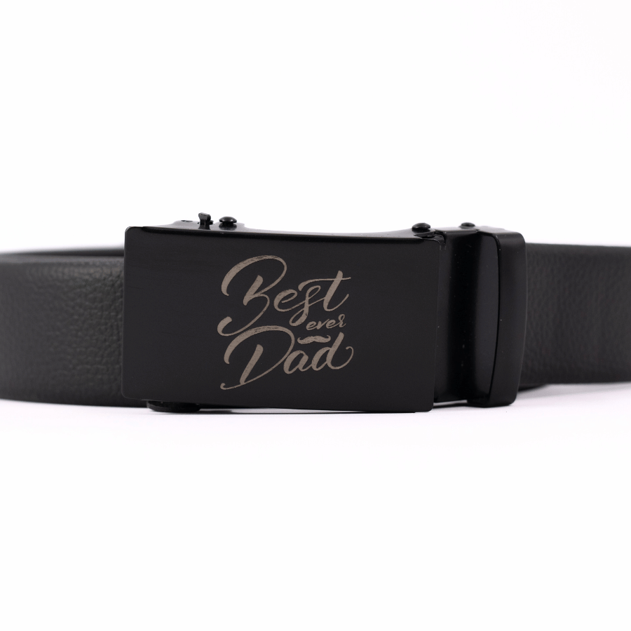 a personalised black belt with a engraved buckle