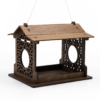a wooden azia style bird feeder