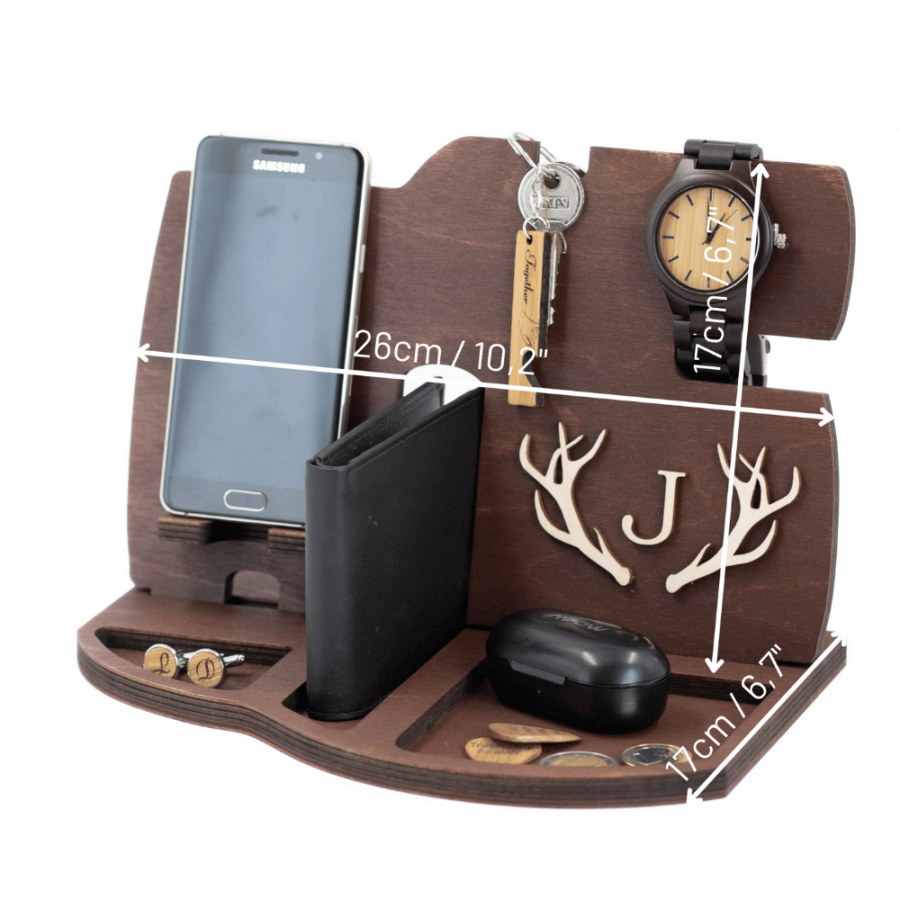 a personalized wooden desk organizer