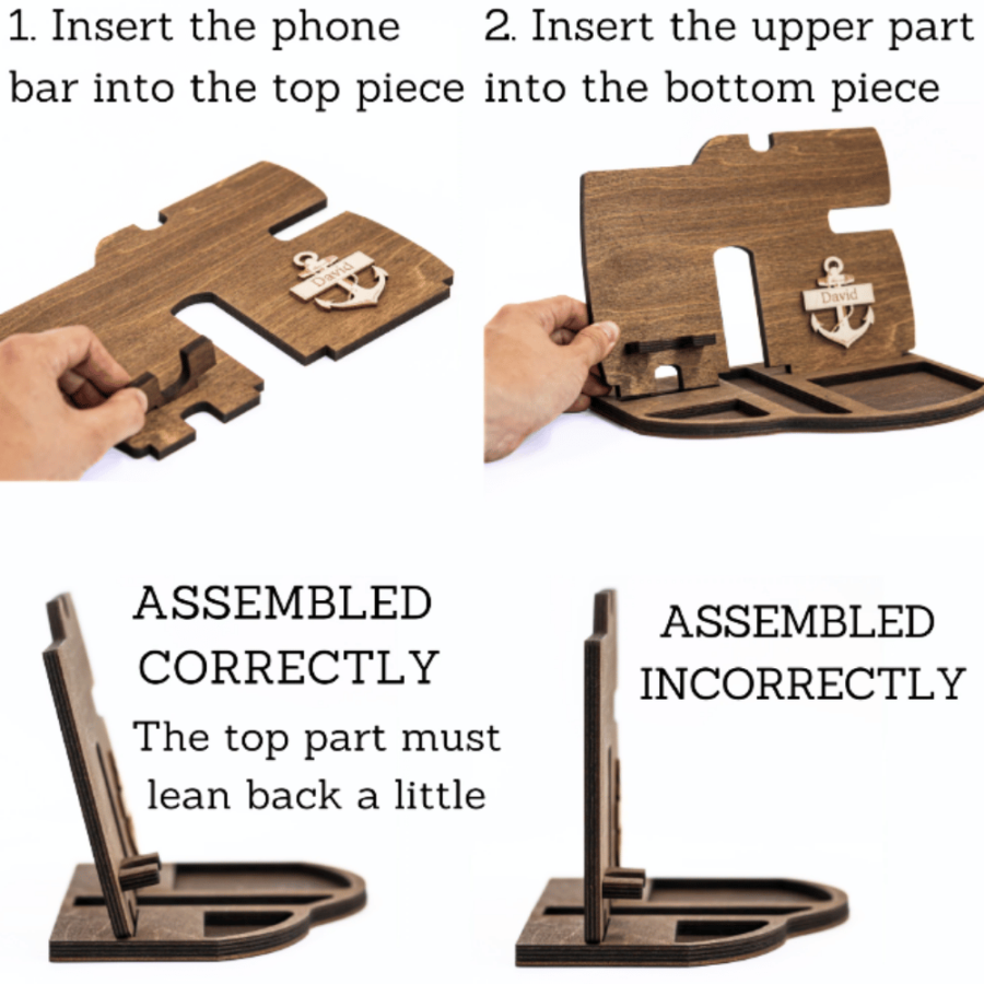 Personalised Nightstand, Wooden Desk Organizer, Phone Stand