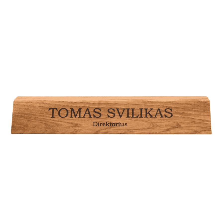 a personalized wooden nameplate with engraved name