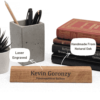 a wooden nameplate with engraved name