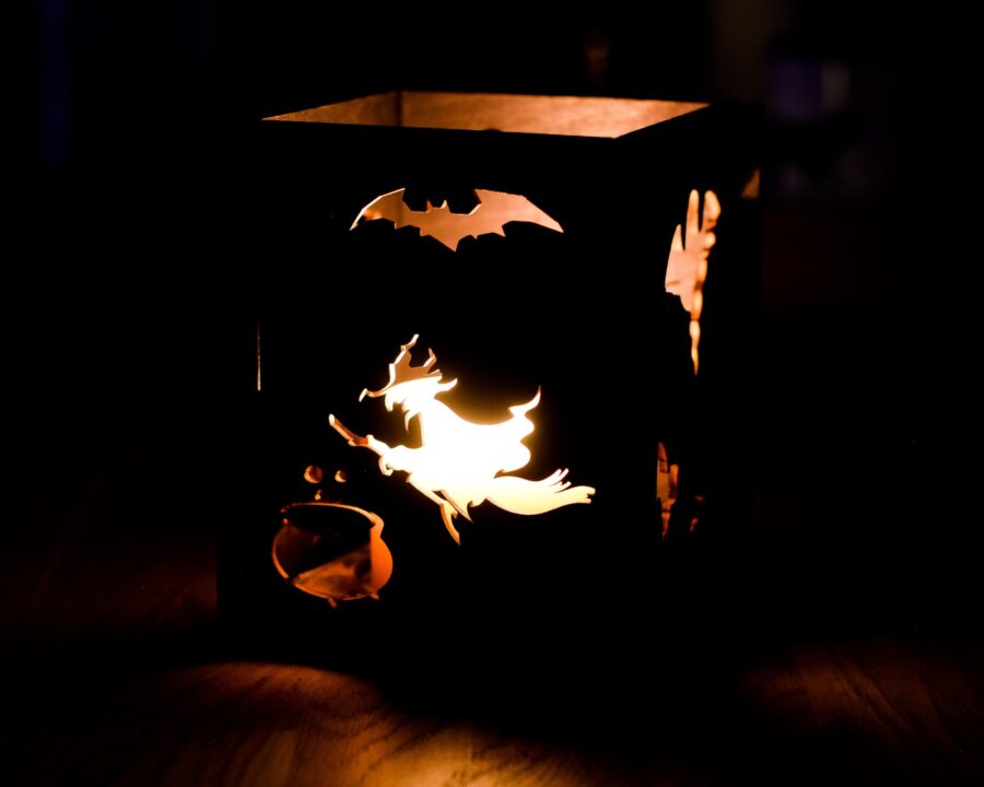 wooden haloween lantern
