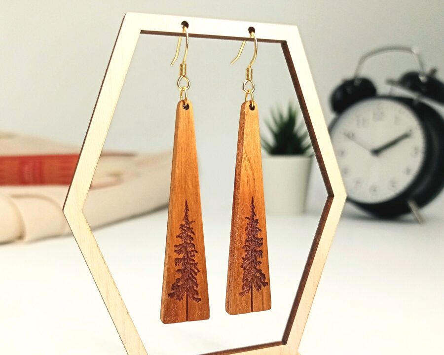 Handmade Wooden Dangle Drop Earrings