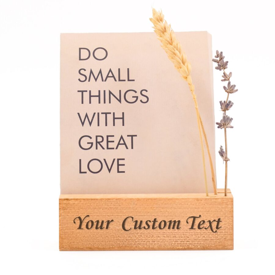 a wooden personalized photo holder