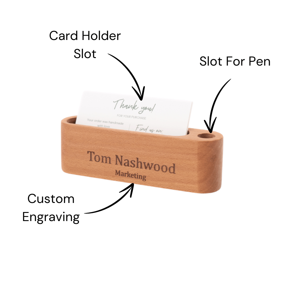 a personalized pen and card holder