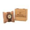 a personalised wooden watch with a wooden gift box