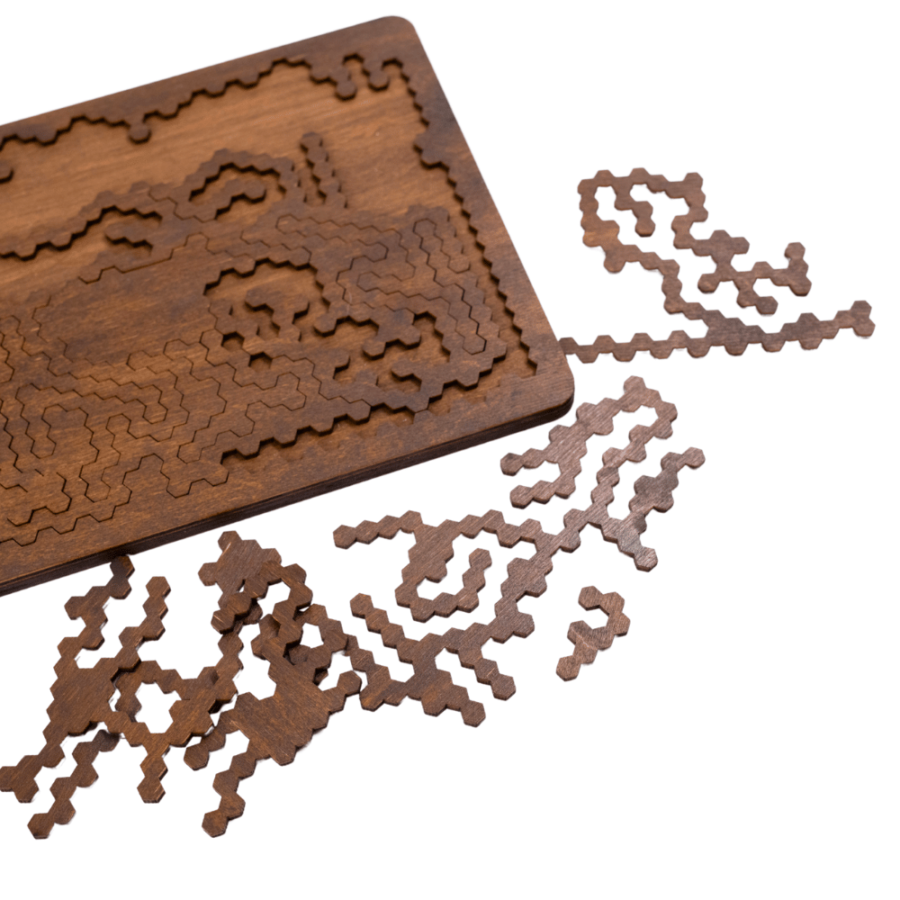 Hexagonal Tangle Puzzle – Handmade Wooden Honeycomb Puzzle Gift
